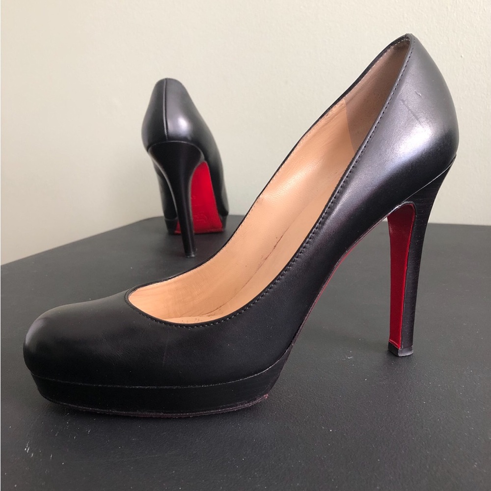 Christian Louboutin black leather Bruges platform heels